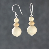 卡其色白化石纯银耳环女原创设计高级感网红法式 复古文艺特色耳坠