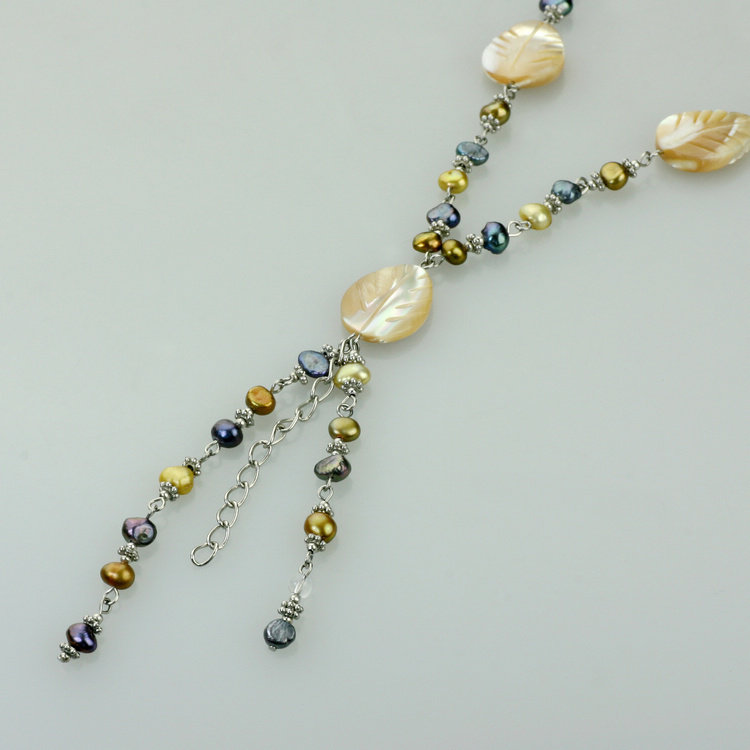 素元 长款毛衣链女 贝壳树叶驼色韩国OL个性女友生日礼品造型项链