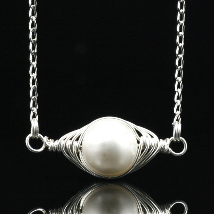 素元  包邮白色纯银首饰 原创精致夸张手工韩国时尚个性吊坠项链