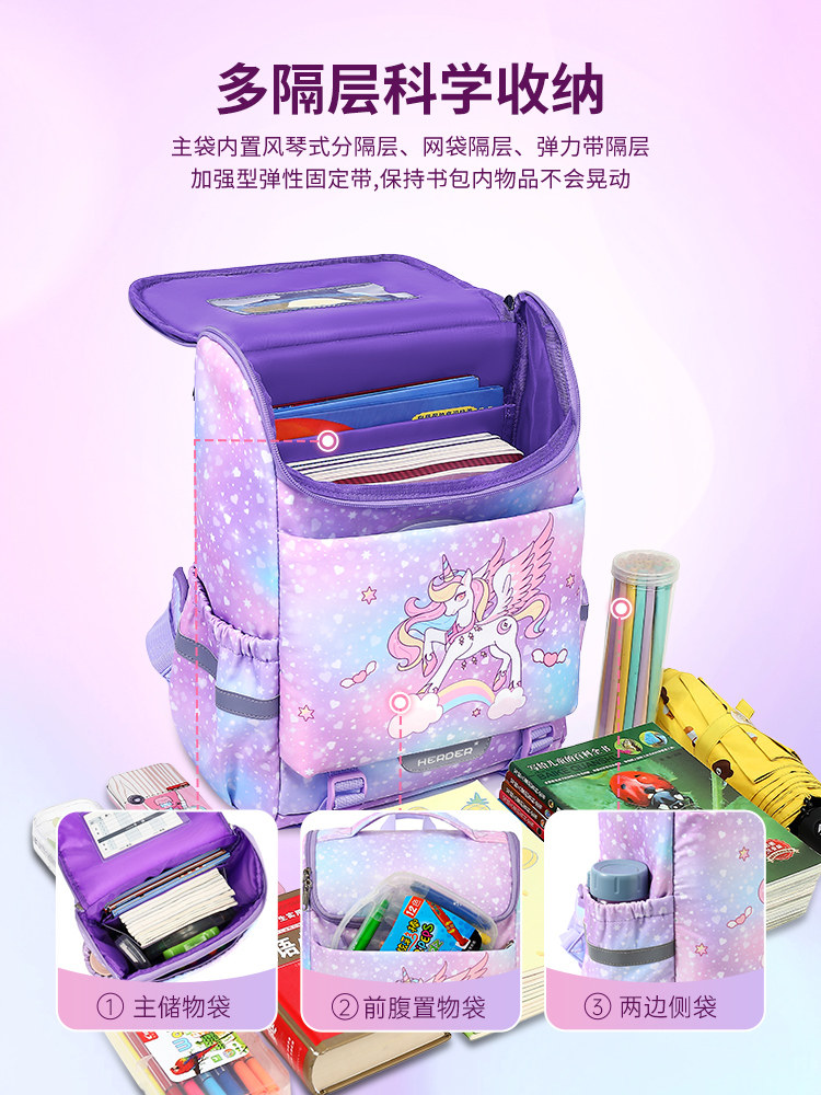 HEDON CHILDRENS SCHOOL BAG FOR GIRLS 2024 NEW 123 TO 6TH GRADE SPINE PROTECTOR BURDEN REDUCTION ULTRALIGHT BACKPACK