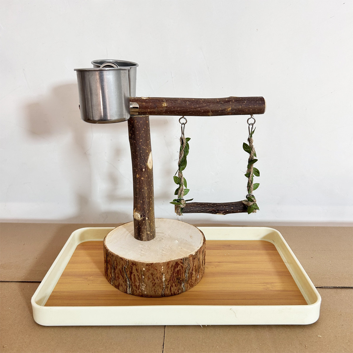 桌面鹦鹉站架小鸟站架虎皮玄凤牡丹架子互动实木鸟架站杠树枝玩具