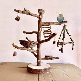 鹦鹉鸟站架树枝鸟爬杆架虎皮牡丹玄凤专用树干桌面落地式驯鸟架子
