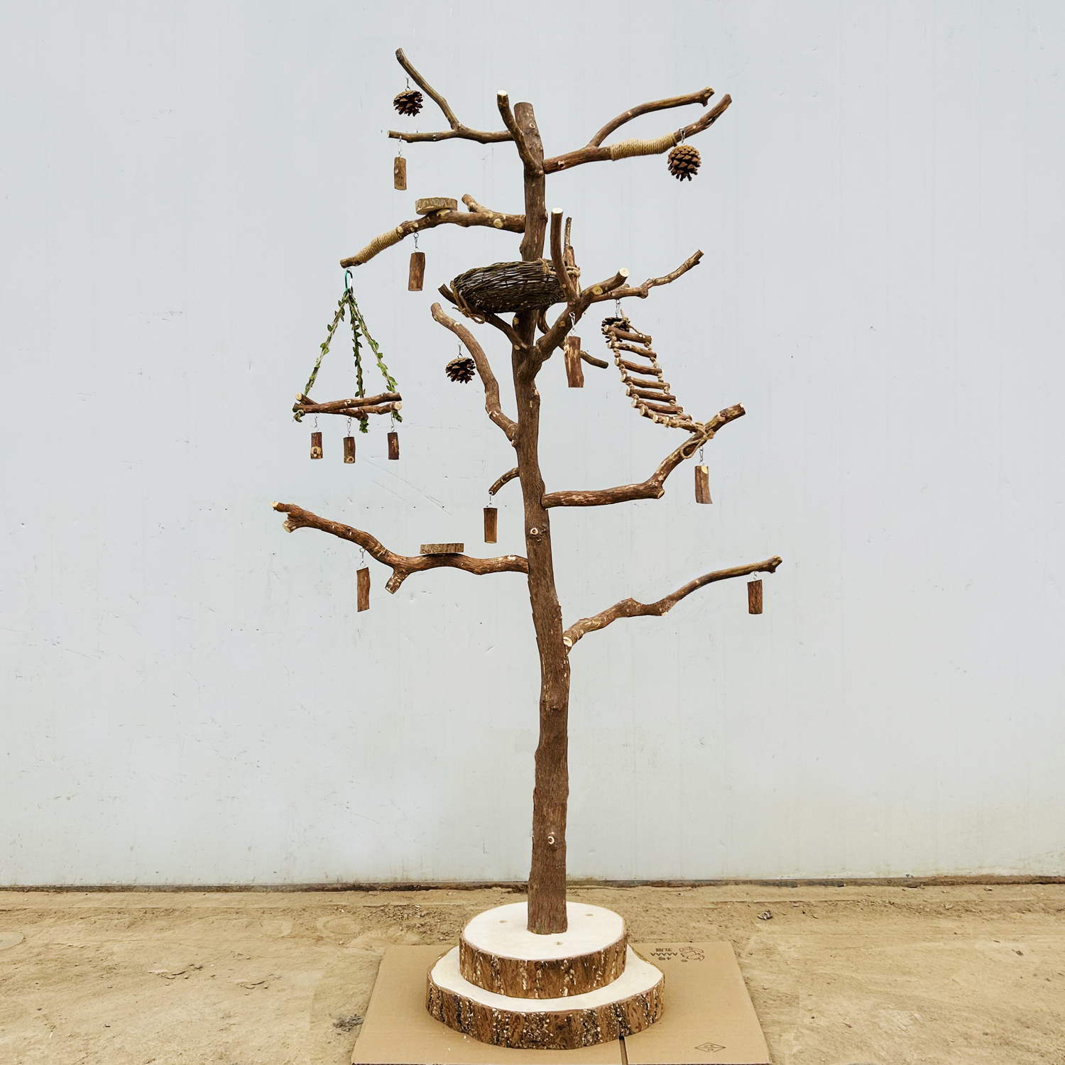 原木鸟架中大型鹦鹉站架树枝小鸟站杆玄凤牡丹太阳鸟用品鸟笼架子