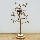 原木鸟架中大型鹦鹉站架树枝小鸟站杆玄凤牡丹太阳鸟用品鸟笼架子