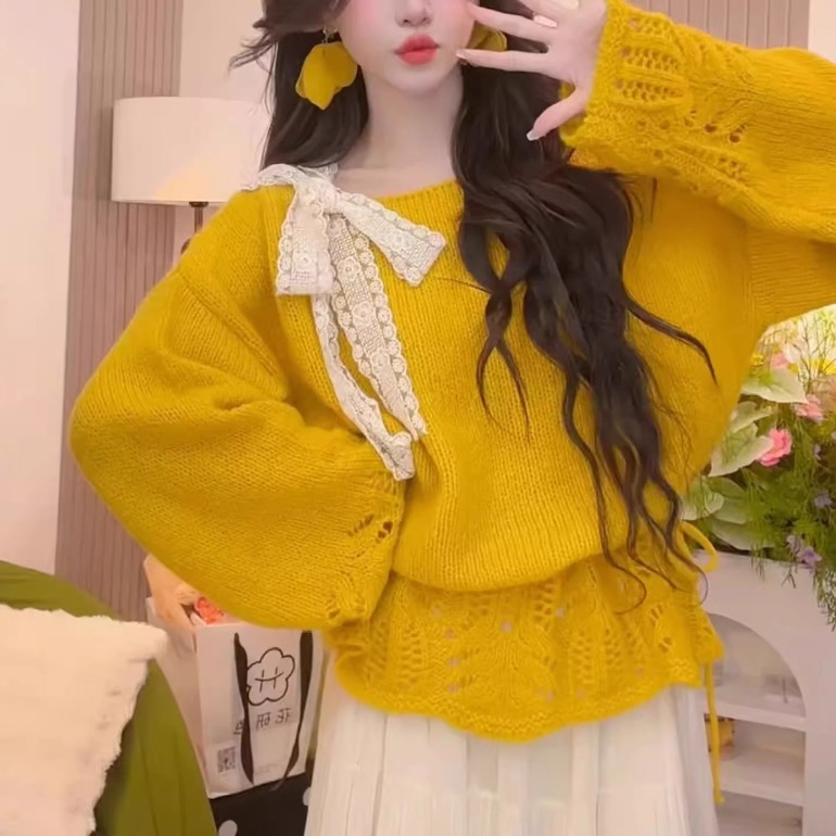 紫色针织衫收腰显瘦超好看的毛衣