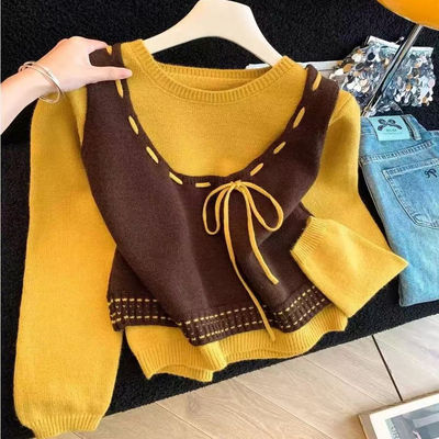 秋冬韩系针织叠穿马甲毛衣