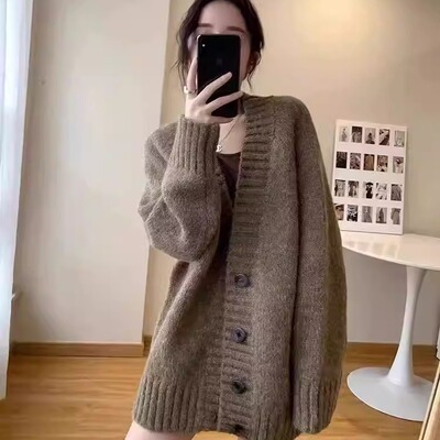 秋冬慵懒风复古毛衣开衫外套