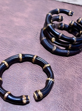 野生紫竹根手工藤镯多节黑色紫竹手镯可定制大小开口原创设计