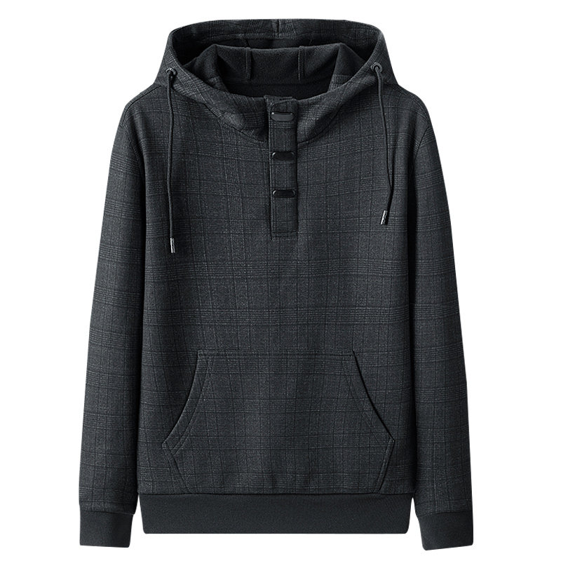 CASUAL FLEECE SUIT MENS AUTUMN AND WINTER FASHION HOODED LOOSE SPORTSWEAR TWO-PIECE SET SANDED FOR MIDDLE-AGED AND ELDERLY WARMTH