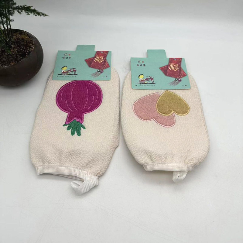 韩国BRH 刺绣澡巾搓澡巾去灰下泥不伤皮肤沐浴手套搓泥家居图案