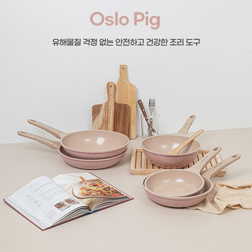 韩国进口OLSO PIG煎锅炒锅平底锅不粘锅无油烟电磁炉两用锅 多款