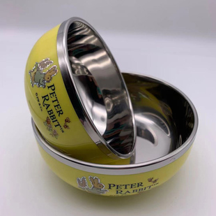 韩国进口彼得兔不锈钢隔热碗隔热杯饭碗汤碗手把杯水杯儿童餐具