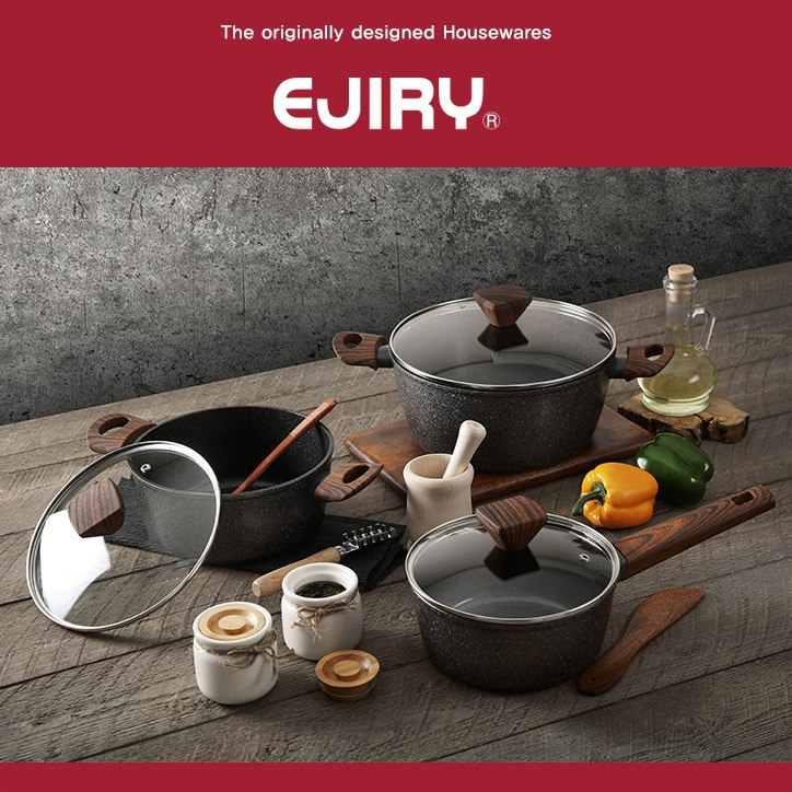 韩国 恩吉利 麦饭石汤锅炖锅奶锅不粘锅煮粥锅拉面锅电磁炉通用