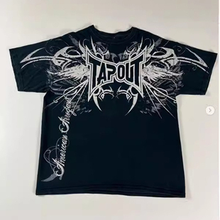 Y2K 复古 T 恤新款原宿嘻哈圆领 T 恤女短袖哥特式上衣街头服饰