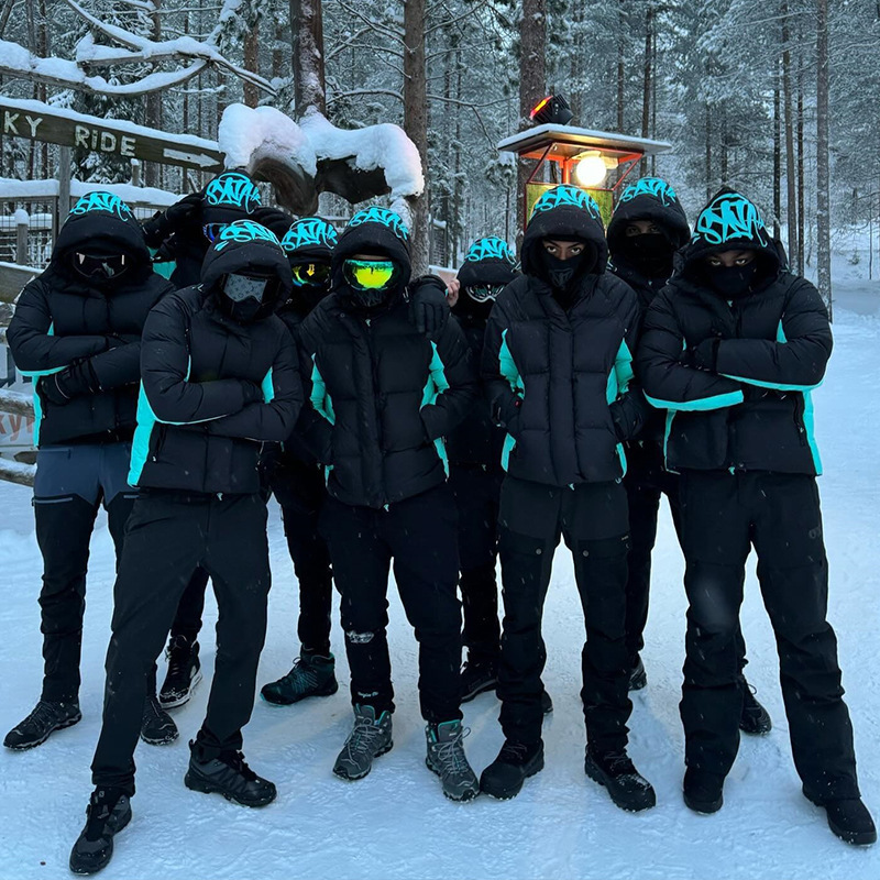 跨境欧美新款冬季字母印花ins风街头连帽拉链男女同款外套棉服