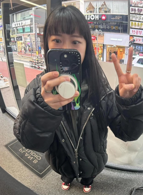 thug club 新款黑色尼龙防水防风鹅绒连帽羽绒服充绒保暖秋冬情侣