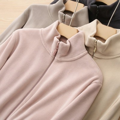 双面摇粒绒外套女加厚显瘦