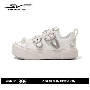 安踏SV莉莉丝厚底板鞋百搭女增高时尚白色正品运动鞋122548006VS