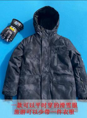 外贸男童加棉滑雪服冬装大儿童防风防水连帽冲锋衣户外登山压胶服