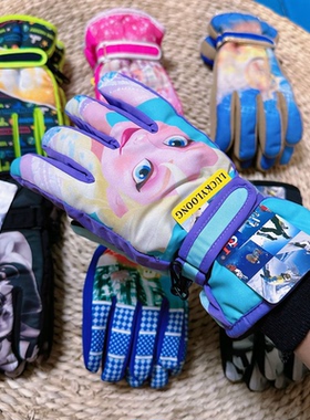 特价10-16岁儿童滑雪保暖手套冬季加厚玩雪防水男女孩棉闷子五指