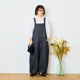 日系牛仔背带连体长裤 秋冬季 女阔腿裤 十月雪 复古文艺宽松直筒裤