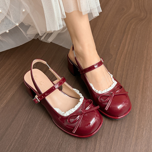 法式包头凉单鞋2026新款夏季凉鞋女外穿仙女高跟鞋粗跟玛丽珍女鞋