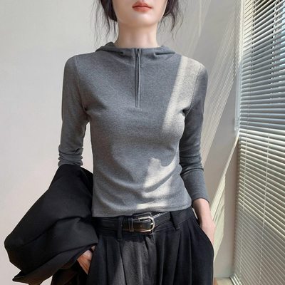 【赠送运费险】连帽拉链长袖t恤