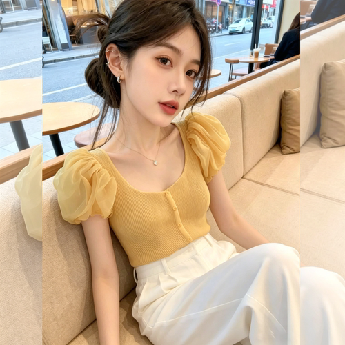 【送运费险】针织短袖t恤女2026