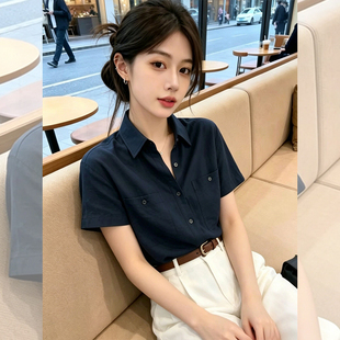 巨好看Polo领短袖衬衫衬衣女款2026新款今年流行夏季薄款开衫上衣