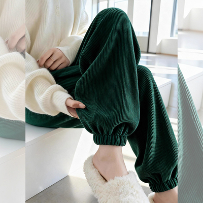 【赠送运费险】绿色灯芯绒裤子女