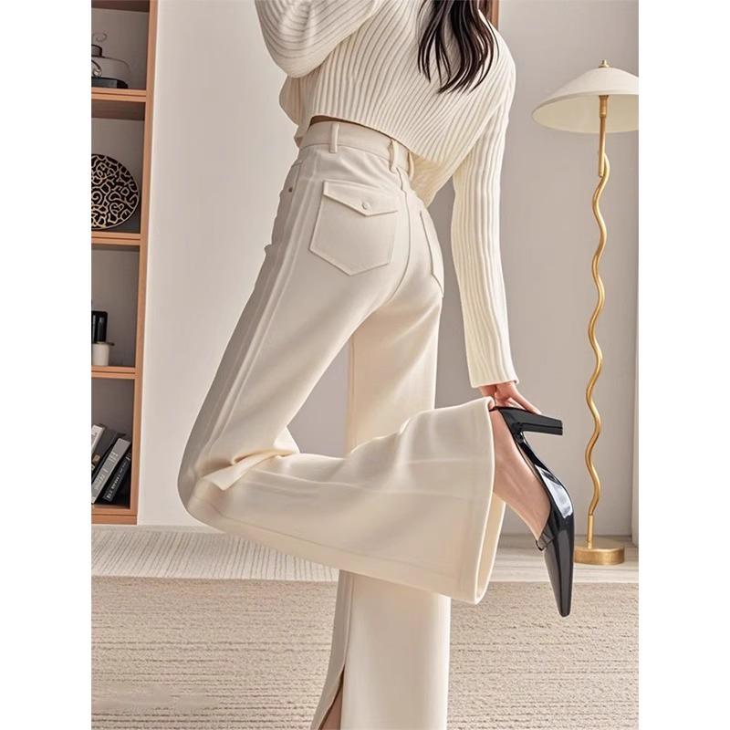 年流行爆款高级感白色微喇阔腿裤