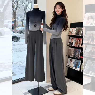 【赠送运费险】蓝色高领打底衣女