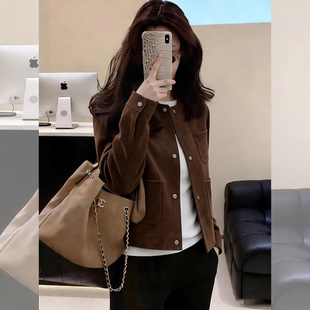 韩系复古减龄洋气超好看棕色外套女款2026春季今年流行新款小上衣