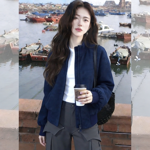 韩系立领短款夹棉棒球服外套女2026秋冬款小个子休闲工装夹克上衣