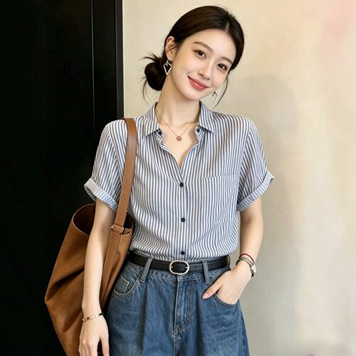 【包运费险】Polo领短袖衬衫女