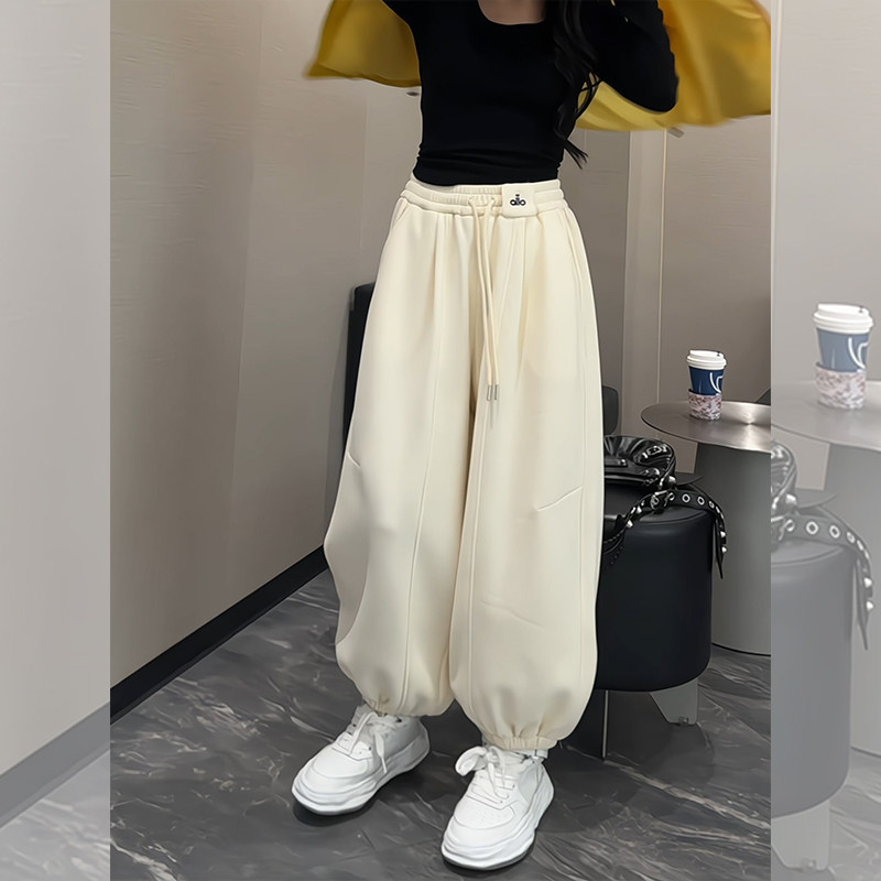 【赠送运费险】白色加绒束脚卫裤