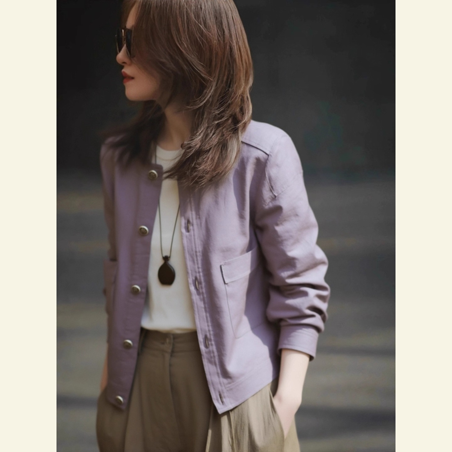 【赠送运费险】紫色复古夹克外套