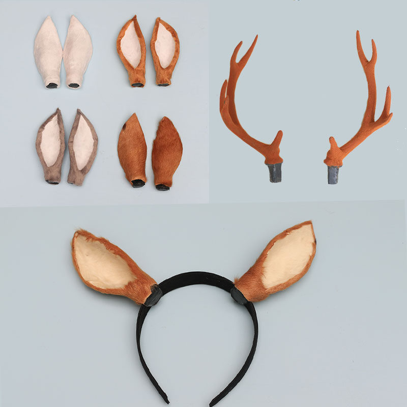 仿真鹿耳朵头饰手工diy材料森系摄影影楼 鹿角圣诞装扮cosplay,模玩/动漫/周边/娃圈三坑/桌游,节日/演出用头饰,淘宝优惠券,粉丝福利购,淘宝优惠卷