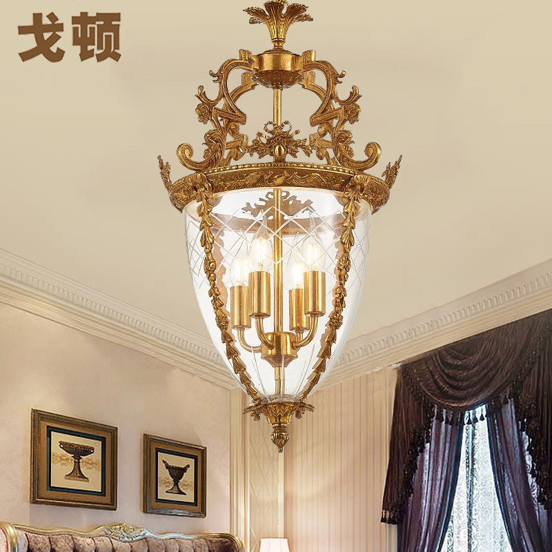 法式全铜吊灯田园奢华别墅客厅卧室高端入户法式脱腊复古玄关