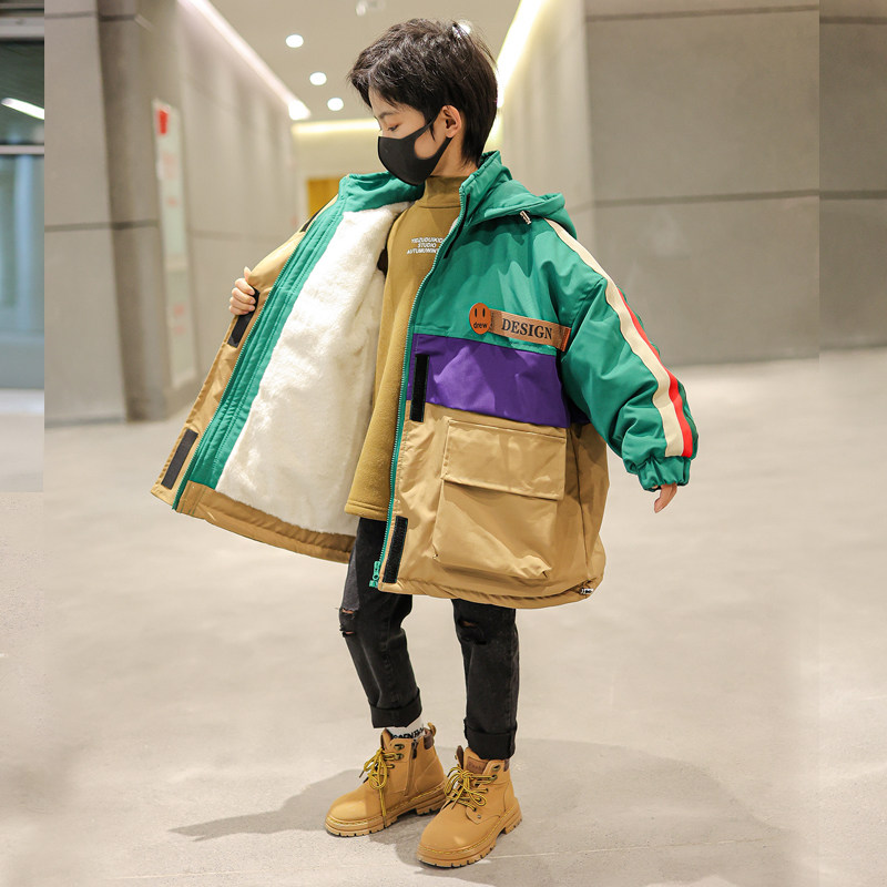 童装男童冬装洋气派克服加绒外套2025新款儿童加厚棉服潮棉衣冬季