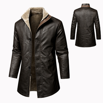 男PU皮大衣冬季加绒加厚保暖外套