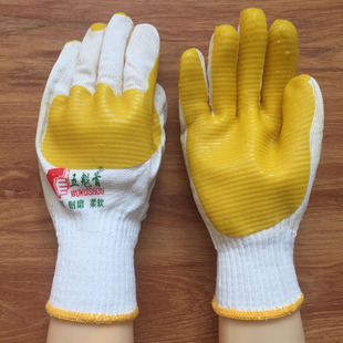 正品五魁首软胶片线胶浸涂胶耐磨防滑工地搬运装卸钢筋工劳保手套