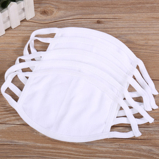 白色三层纯棉透气防风防晒保暖男女针织布口罩加厚两层10个 包邮