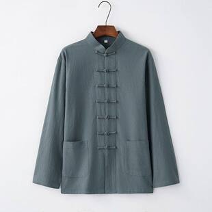 中国风唐装男高级感休闲外套春秋季立领盘扣长袖中山装夹克宽松潮
