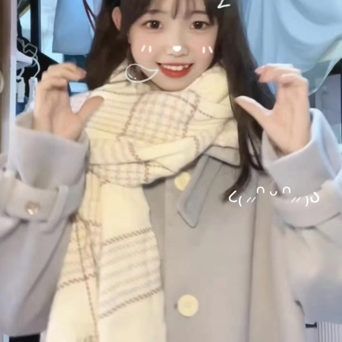 2025新款围巾女冬季氛围感格子保暖情侣百搭日系学生秋冬礼物围脖