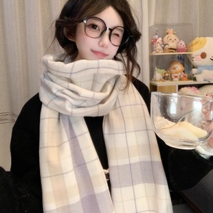 氛围感格子jk围巾女秋冬季 加厚保暖百搭韩系学生亚文化情侣围脖