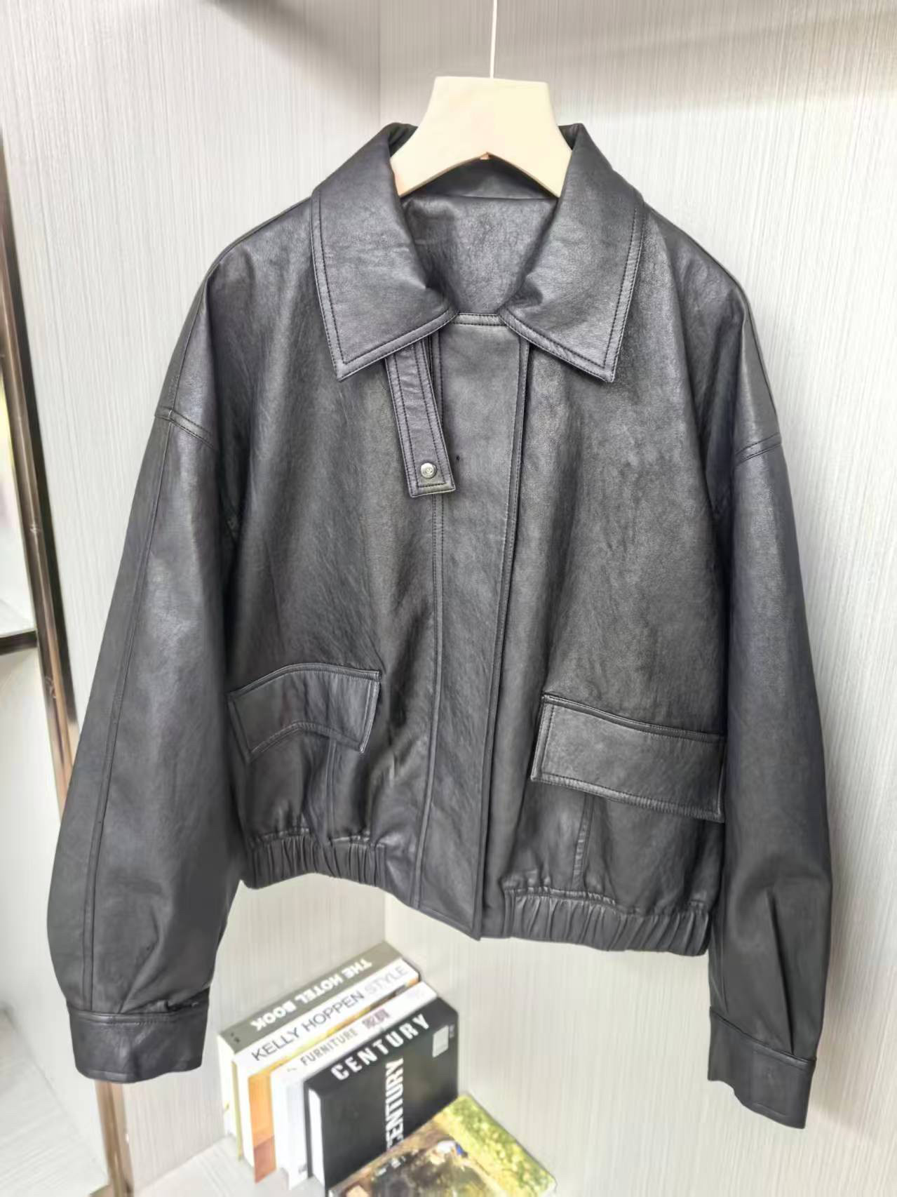 韩系翻领黑色皮衣女春装新品宽松显瘦pu皮短外套休闲夹克机车服