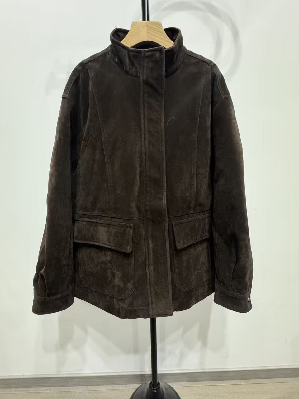 欧货高端中长款麂皮绒羽绒服2025冬季新款立领加厚保暖白鸭绒外套