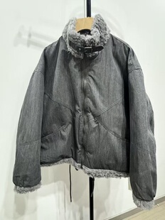 羊羔毛拼接90白鸭绒内胆休闲派克冬季 羽绒服外套 韩系保暖立领短款