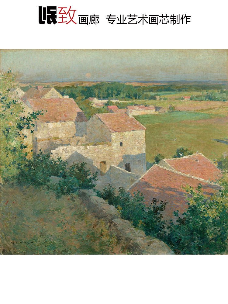 仲夏黄昏 w.l metcalf美国风景油画 客厅玄关走廊宾馆装饰画芯心